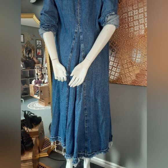 Zara Denim Long Sleeve Belted Coat/Wrap Dress - Picture 5 of 16